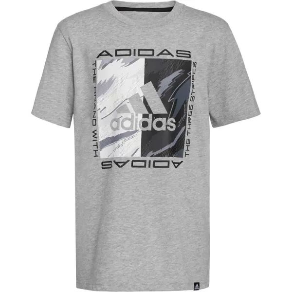 adidas Boys Short Sleeve Blocked Graphic Logo TShirtMedium Grey Heather