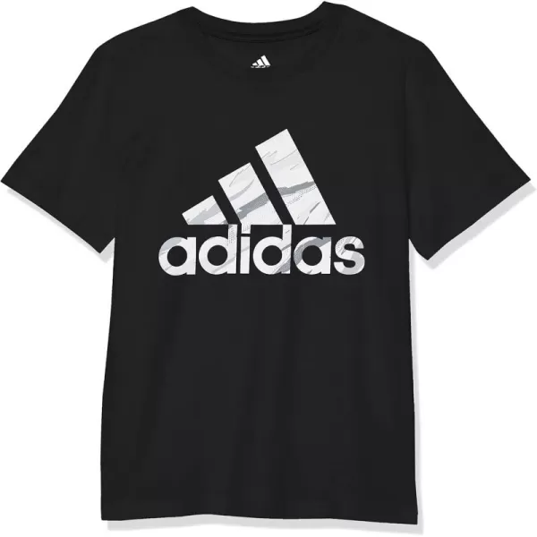 adidas Boys Short Sleeve Cotton Camo Bos Logo TShirtBlack