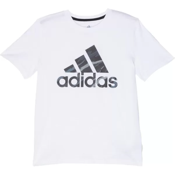 adidas Boys Short Sleeve Cotton Camo Bos Logo TShirtWhite