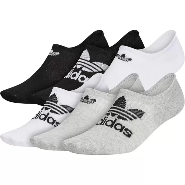 imageadidas Originals Mens Classic Trefoil Superlite Super No Show Socks 6PairHeather GreyWhiteBlack