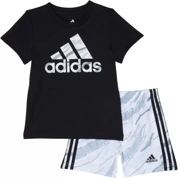 adidas boys Short Sleeve Tshirt and Printed Shorts 2piece SetBlack