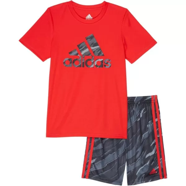 adidas boys Short Sleeve Tshirt and Printed Shorts 2piece SetVivid Red