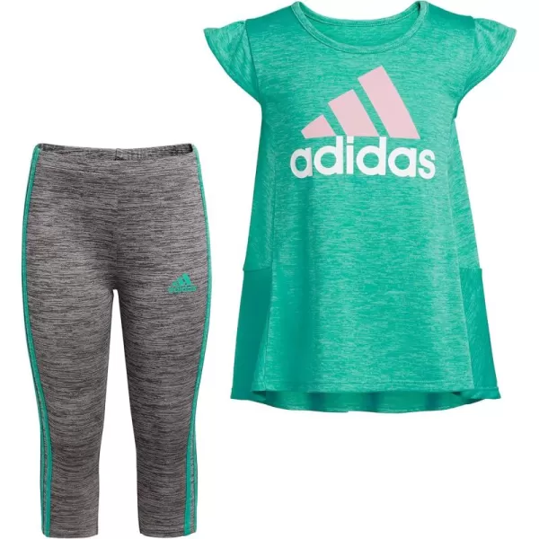 adidas girls 2 Piece 3stripe Tight SetSemi Mint Rush