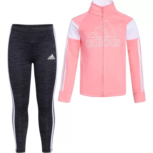 adidas girls 2 Piece Tricot Jacket ampamp Tight SetAcid Red