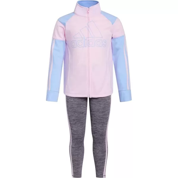 adidas girls 2 Piece Tricot Jacket ampamp Tight SetClear Pink