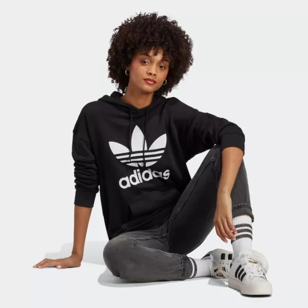 imageadidas Originals Womens Adidas Adicolor Trefoil HoodieBlackWhite