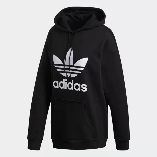 imageadidas Originals Womens Adidas Adicolor Trefoil HoodieBlackWhite