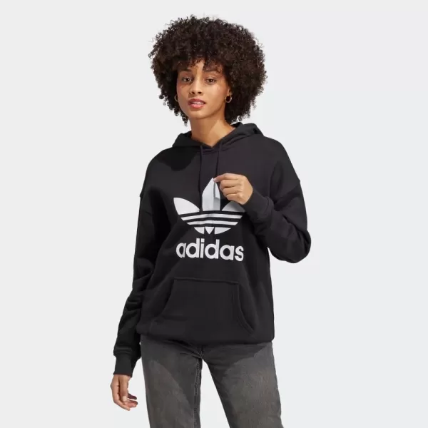 imageadidas Originals Womens Adidas Adicolor Trefoil HoodieBlackWhite