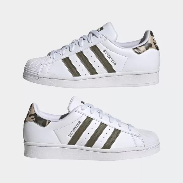 imageadidas UnisexBaby Superstar SneakerWhiteOlive StrataWhite