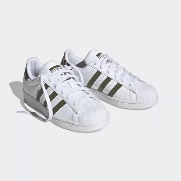 imageadidas UnisexBaby Superstar SneakerWhiteOlive StrataWhite