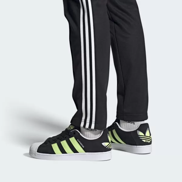 imageadidas Mens Superstar ShoeBlackPulse LimeWhite