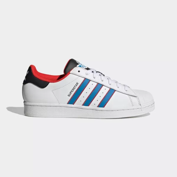 imageadidas Mens Superstar ShoeWhiteBright BlueRed