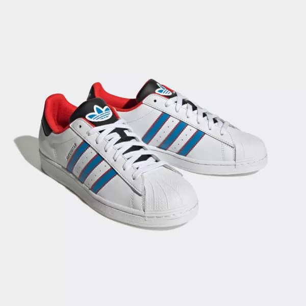 imageadidas Mens Superstar ShoeWhiteBright BlueRed