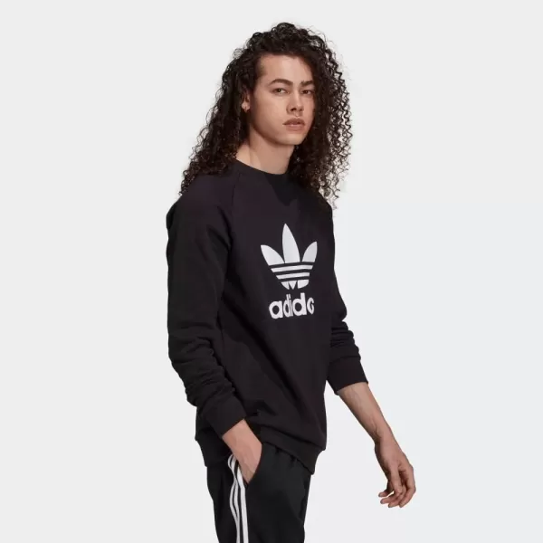 imageadidas Originals Mens Adicolor Trefoil Crewneck SweatshirtBlackWhite