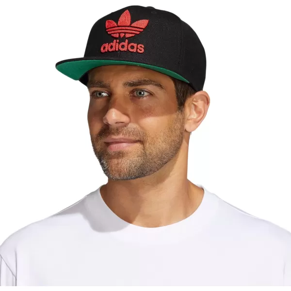 imageadidas Originals Mens Trefoil Chain Flatbrim Snapback Cap One SizeBlackBetter Scarlet