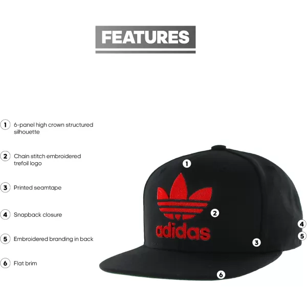 imageadidas Originals Mens Trefoil Chain Flatbrim Snapback Cap One SizeBlackVivid Red