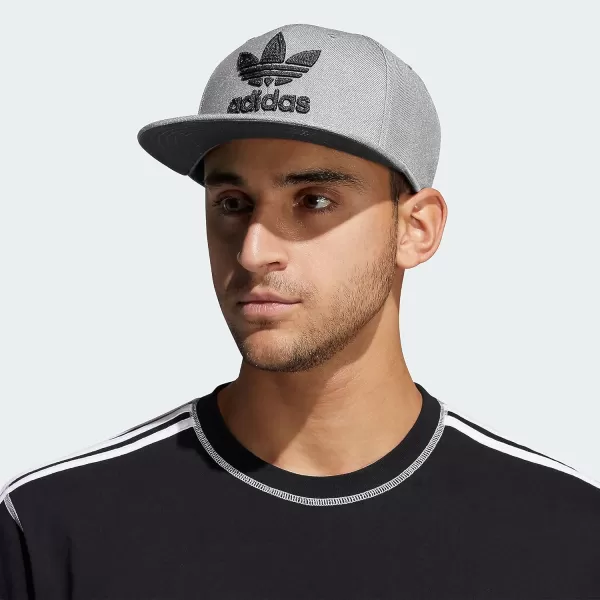 imageadidas Originals Mens Trefoil Chain Flatbrim Snapback Cap One SizeHeather GreyBlack