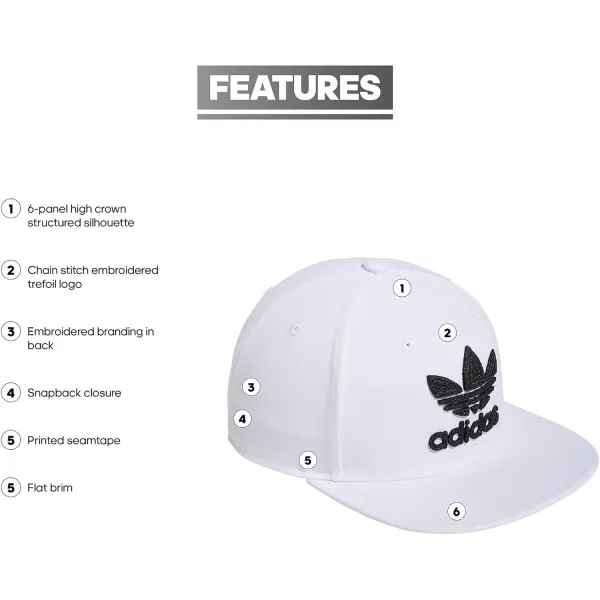 imageadidas Originals Mens Trefoil Chain Flatbrim Snapback Cap One SizeWhiteBlack