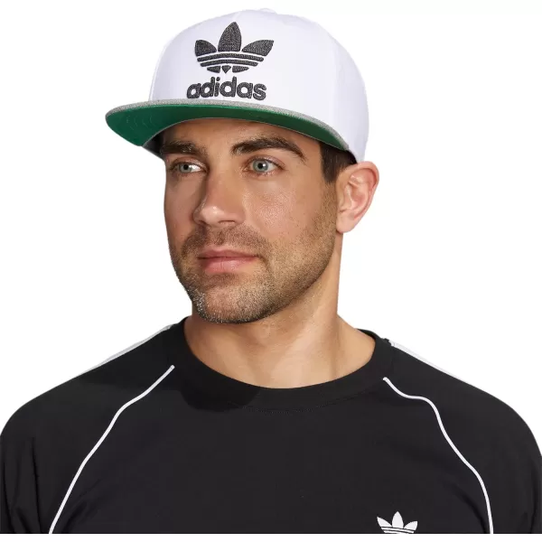 imageadidas Originals Mens Trefoil Chain Flatbrim Snapback Cap One SizeWhiteHeather GreyGrey Six