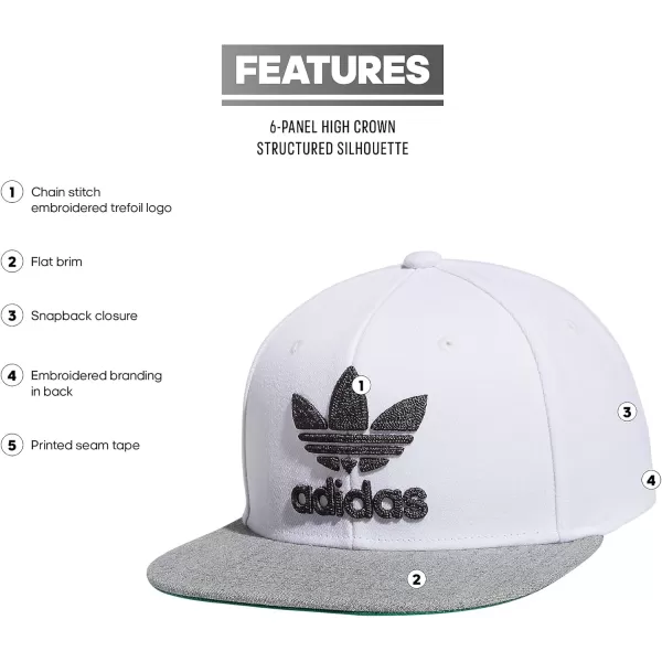 imageadidas Originals Mens Trefoil Chain Flatbrim Snapback Cap One SizeWhiteHeather GreyGrey Six