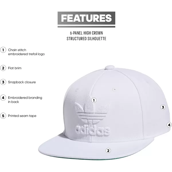 imageadidas Originals Mens Trefoil Chain Flatbrim Snapback Cap One SizeWhiteWhite