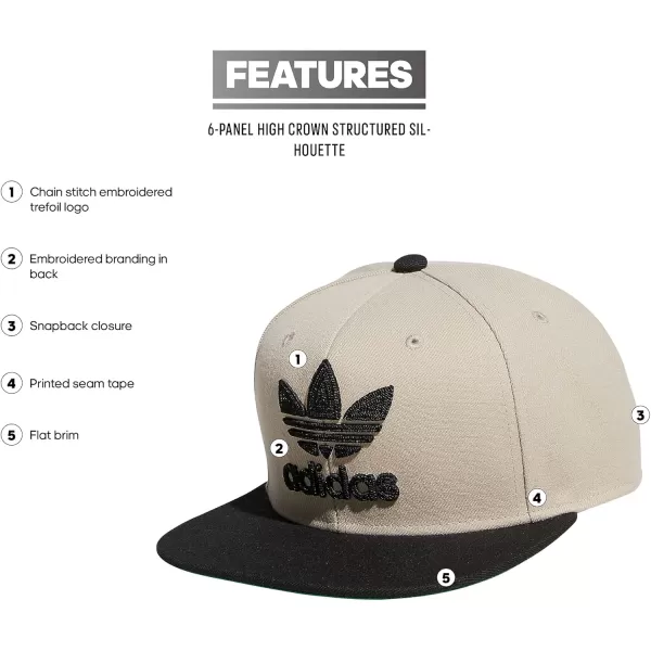 imageadidas Originals Mens Trefoil Chain Flatbrim Snapback Cap One SizeWonder BeigeBlack