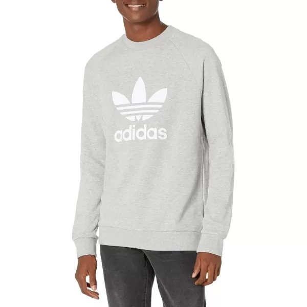 imageadidas Originals Mens Adicolor Trefoil Crewneck SweatshirtMedium Grey HeatherWhite