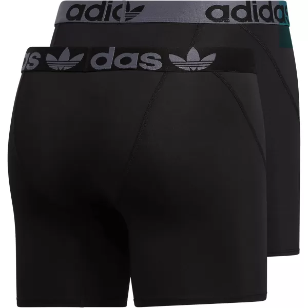 imageadidas Originals Mens Trefoil Athletic Comfort Fit Boxer Brief Underwear 2PackBlackOnix Grey