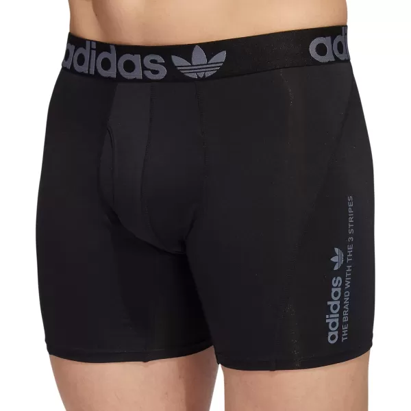 imageadidas Originals Mens Trefoil Athletic Comfort Fit Boxer Brief Underwear 2PackBlackOnix Grey