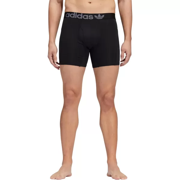 imageadidas Originals Mens Trefoil Athletic Comfort Fit Boxer Brief Underwear 2PackBlackOnix Grey