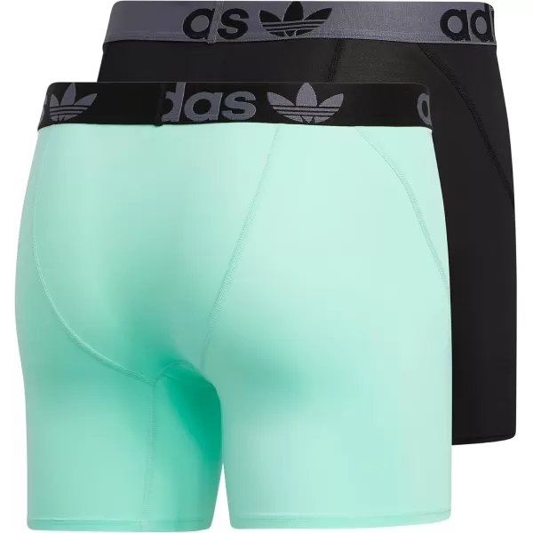 imageadidas Originals Mens Trefoil Athletic Comfort Fit Boxer Brief Underwear 2PackBlackOnix GreyPulse Mint Green