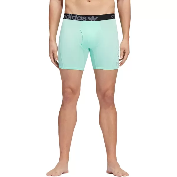 imageadidas Originals Mens Trefoil Athletic Comfort Fit Boxer Brief Underwear 2PackBlackOnix GreyPulse Mint Green