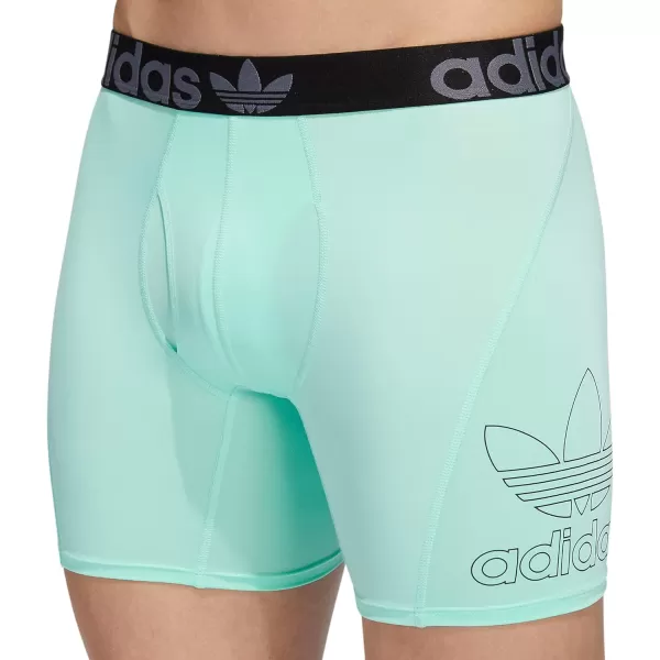 imageadidas Originals Mens Trefoil Athletic Comfort Fit Boxer Brief Underwear 2PackBlackOnix GreyPulse Mint Green