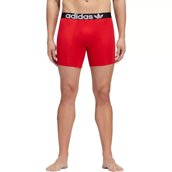 imageadidas Originals Mens Trefoil Athletic Comfort Fit Boxer Brief Underwear 2PackBlackWhiteBetter Scarlet