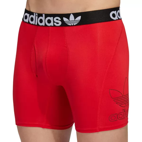 imageadidas Originals Mens Trefoil Athletic Comfort Fit Boxer Brief Underwear 2PackBlackWhiteBetter Scarlet