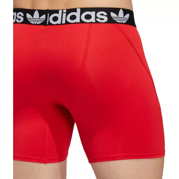 imageadidas Originals Mens Trefoil Athletic Comfort Fit Boxer Brief Underwear 2PackBlackWhiteBetter Scarlet