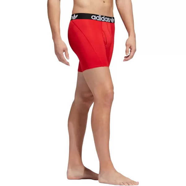 imageadidas Originals Mens Trefoil Athletic Comfort Fit Boxer Brief Underwear 2PackBlackWhiteBetter Scarlet