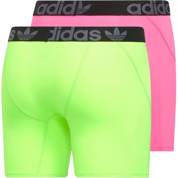 imageadidas Originals Mens Trefoil Athletic Comfort Fit Boxer Brief Underwear 2PackLucid PinkBlackLucid Lemon Yellow