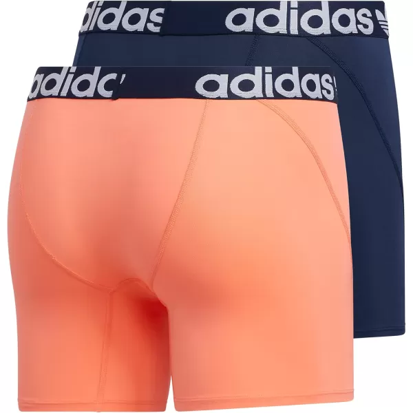 imageadidas Originals Mens Trefoil Athletic Comfort Fit Boxer Brief Underwear 2PackNight IndigoWhiteCoral Fusion Pink