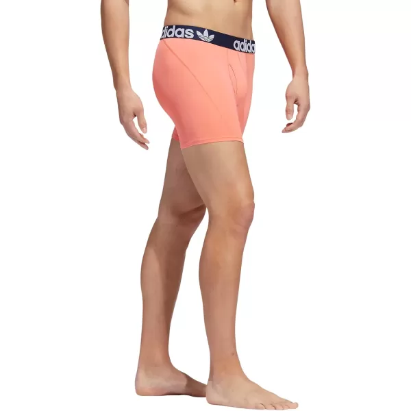 imageadidas Originals Mens Trefoil Athletic Comfort Fit Boxer Brief Underwear 2PackNight IndigoWhiteCoral Fusion Pink