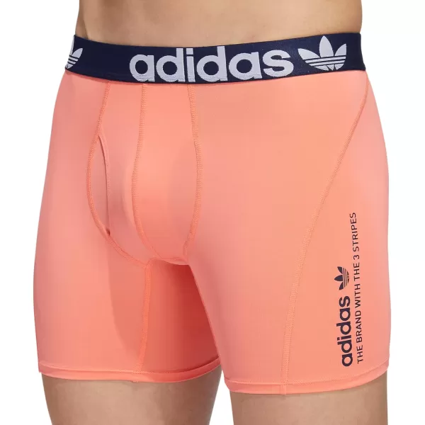 imageadidas Originals Mens Trefoil Athletic Comfort Fit Boxer Brief Underwear 2PackNight IndigoWhiteCoral Fusion Pink