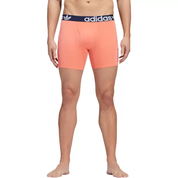 imageadidas Originals Mens Trefoil Athletic Comfort Fit Boxer Brief Underwear 2PackNight IndigoWhiteCoral Fusion Pink