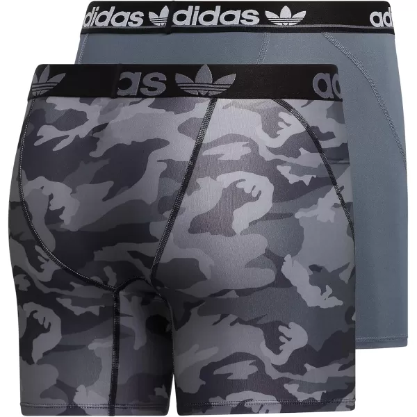 imageadidas Originals Mens Trefoil Athletic Comfort Fit Boxer Brief Underwear 2PackOnix GreyBlackAdi Camo Black