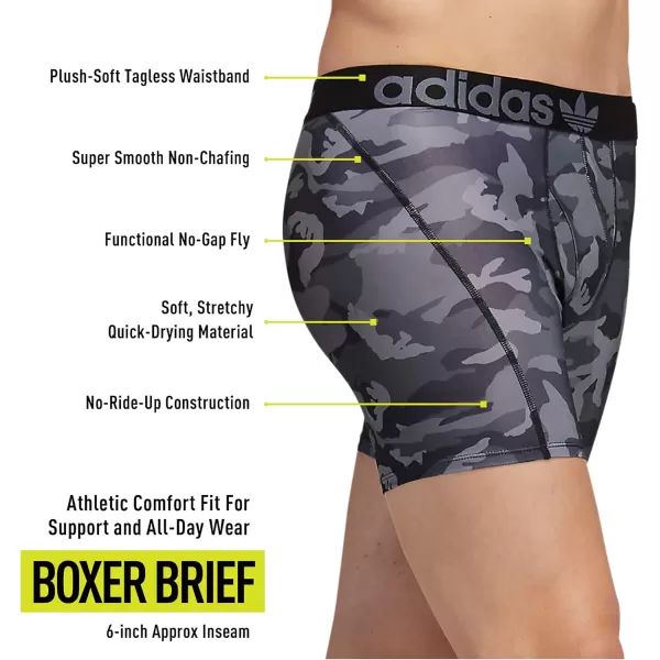 imageadidas Originals Mens Trefoil Athletic Comfort Fit Boxer Brief Underwear 2PackOnix GreyBlackAdi Camo Black