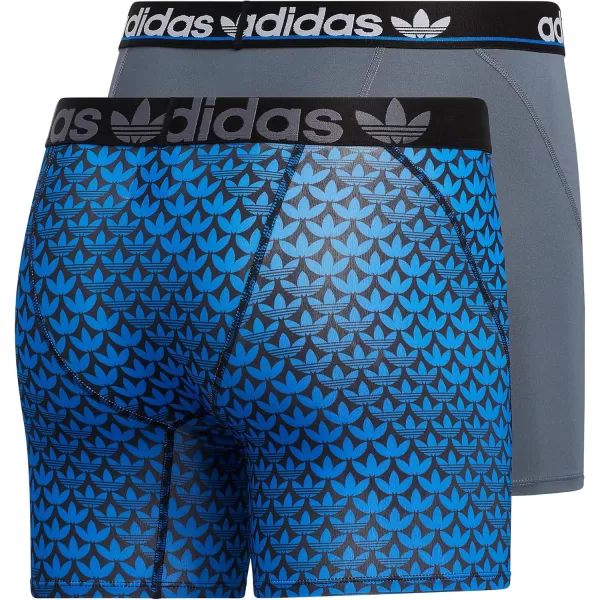 imageadidas Originals Mens Trefoil Athletic Comfort Fit Boxer Brief Underwear 2PackOnix GreyBlackOg Monogram Blackbluebird