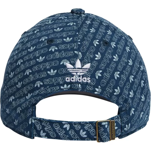 imageadidas Originals Womens Originals Relaxed StrapBack HatMonogram PrintLegend MarineAsh GreyWhite