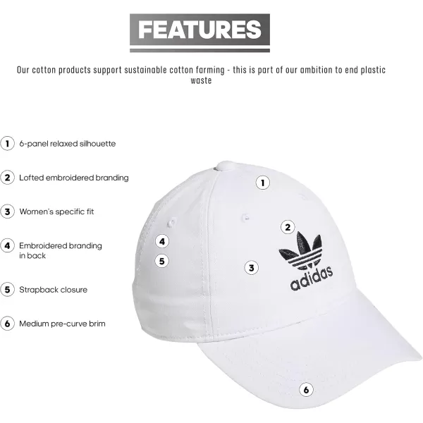 imageadidas Originals Womens Originals Relaxed StrapBack HatWhiteBlack