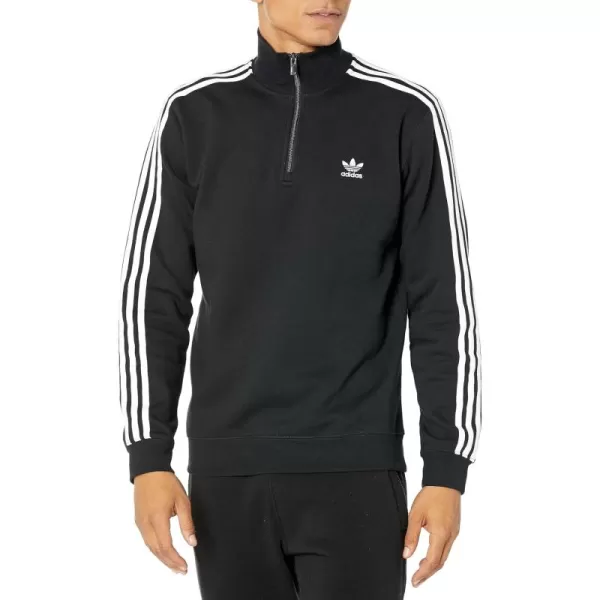 imageadidas Originals Mens Adicolor Classics 3Stripes HalfZip SweatshirtBlackWhite