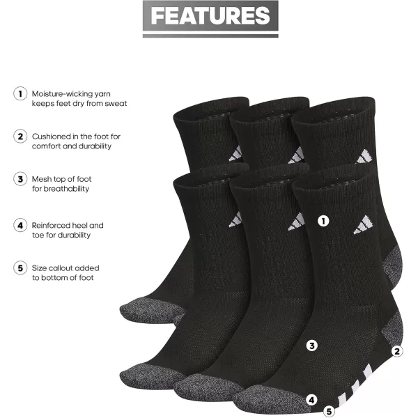 imageadidas Boys Athletic Cushioned Crew Socks 6 Pairs for Kids Boys and Girls  durable breathable fabric ready for SportBlackOnix GreyWhite