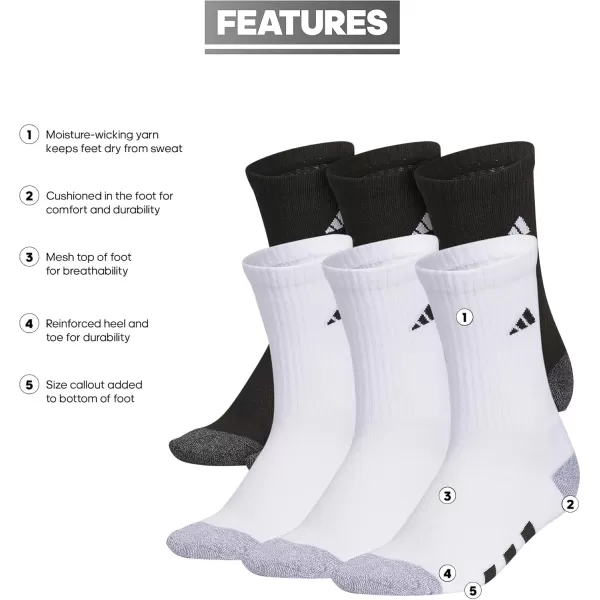 imageadidas Boys Athletic Cushioned Crew Socks 6 Pairs for Kids Boys and Girls  durable breathable fabric ready for SportWhiteBlackWhite